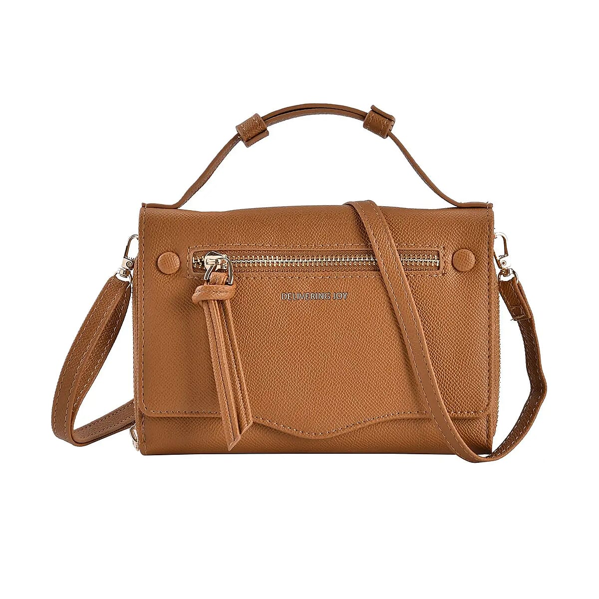 Brown Chic and Elegant Faux Leather Crossbody Wallet with Shoulder Strap image number 0