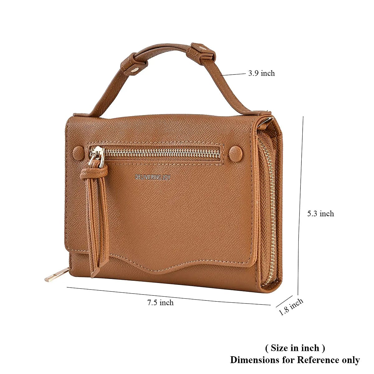 Brown Chic and Elegant Faux Leather Crossbody Wallet with Shoulder Strap image number 4