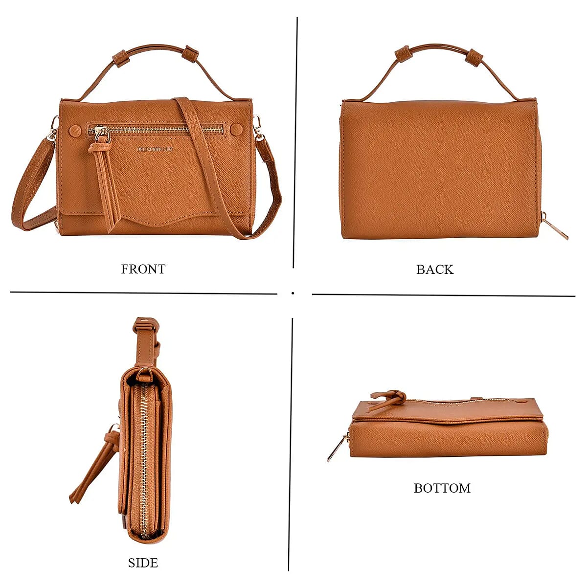 Brown Chic and Elegant Faux Leather Crossbody Wallet with Shoulder Strap image number 5