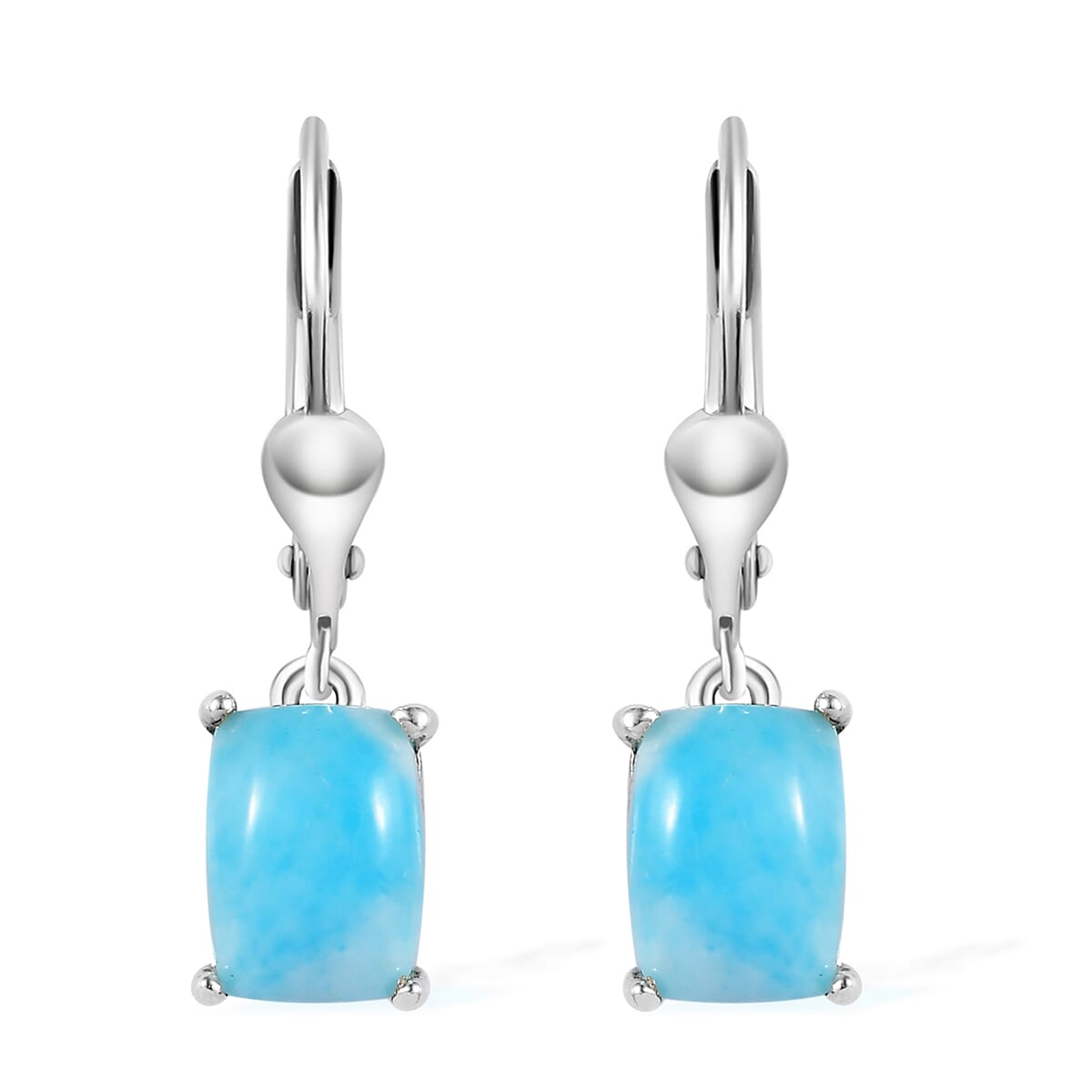 Larimar Lever Back Earrings in Platinum Over Sterling Silver 3.50 ctw image number 0