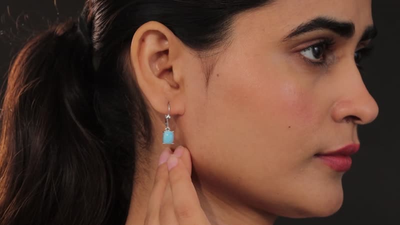 Larimar Lever Back Earrings in Platinum Over Sterling Silver 3.50 ctw