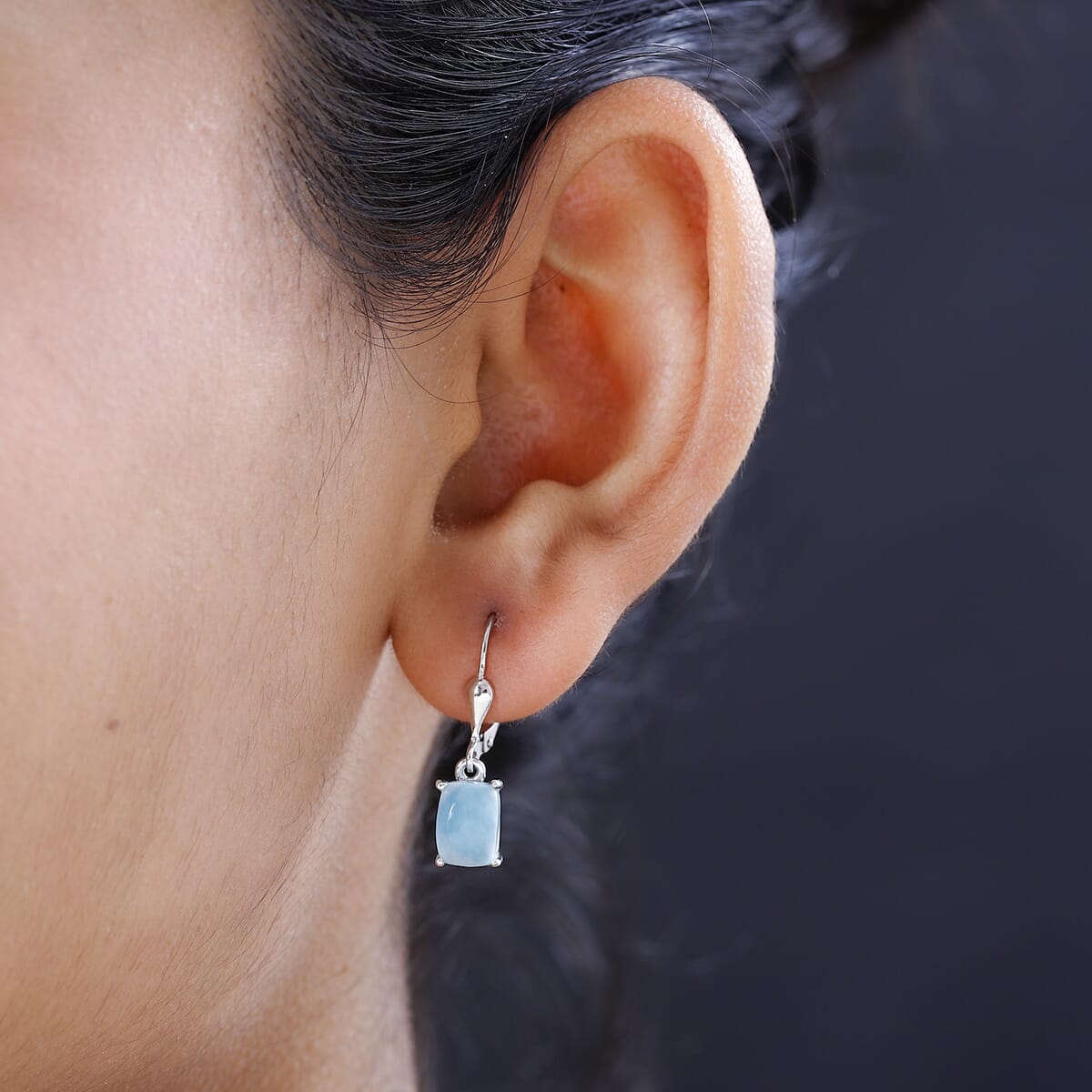 Larimar Lever Back Earrings in Platinum Over Sterling Silver 3.50 ctw image number 2