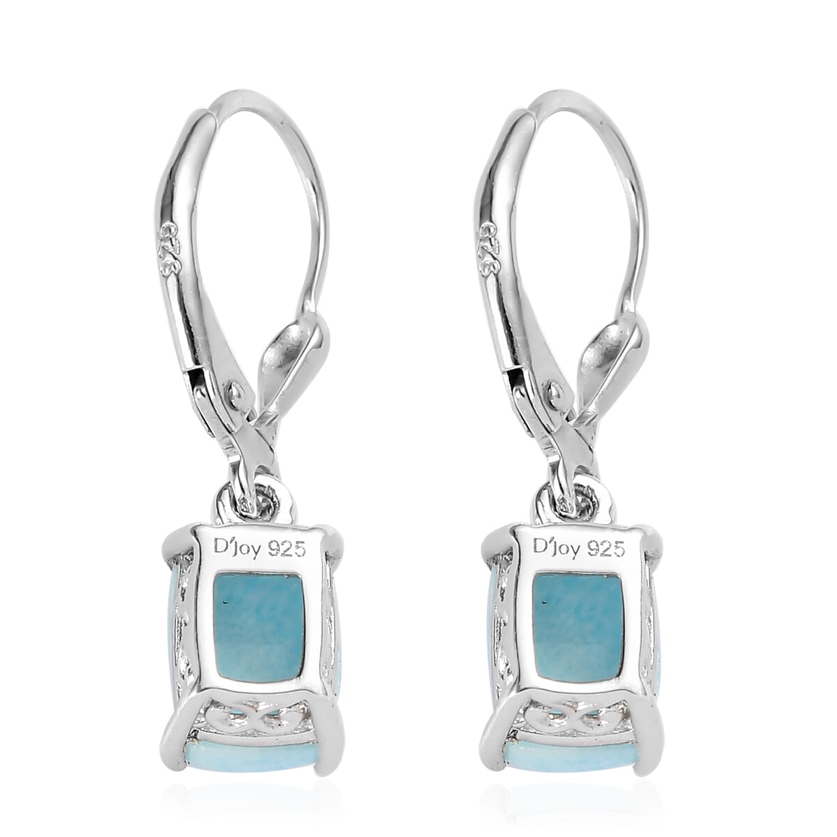Larimar Lever Back Earrings in Platinum Over Sterling Silver 3.50 ctw image number 3