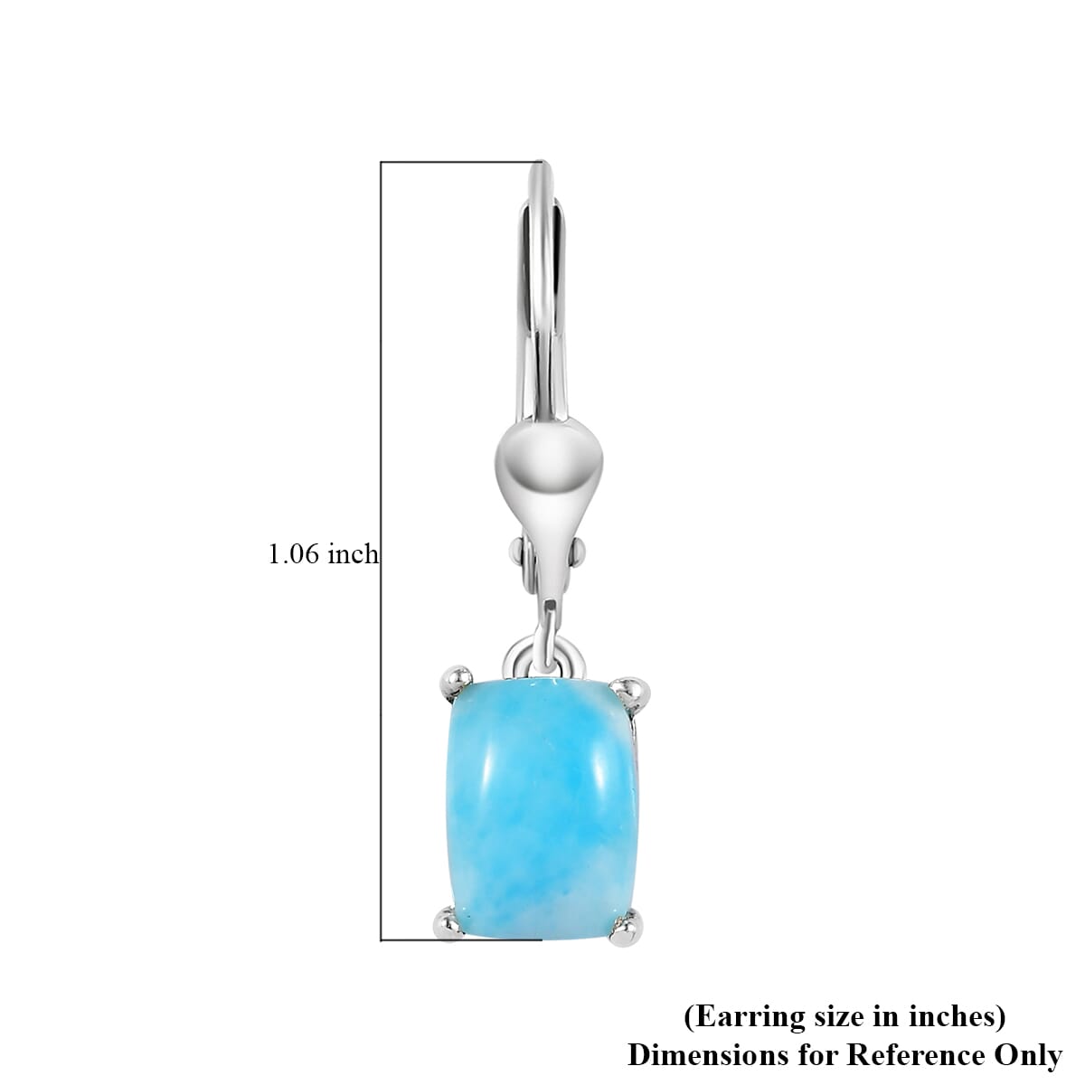 Larimar Lever Back Earrings in Platinum Over Sterling Silver 3.50 ctw image number 4