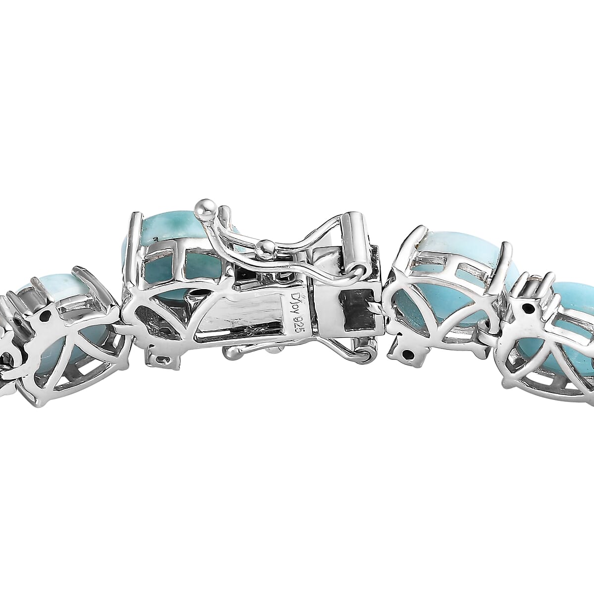 Larimar and White Zircon Bracelet in Platinum Over Sterling Silver (6.50 In) 33.85 ctw image number 3