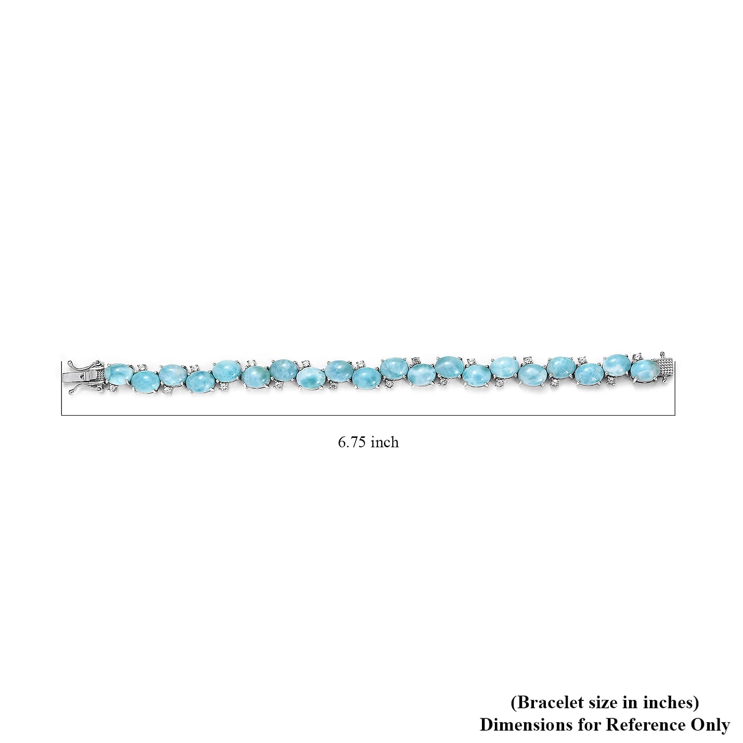 Larimar and White Zircon Bracelet in Platinum Over Sterling Silver (6.50 In) 33.85 ctw