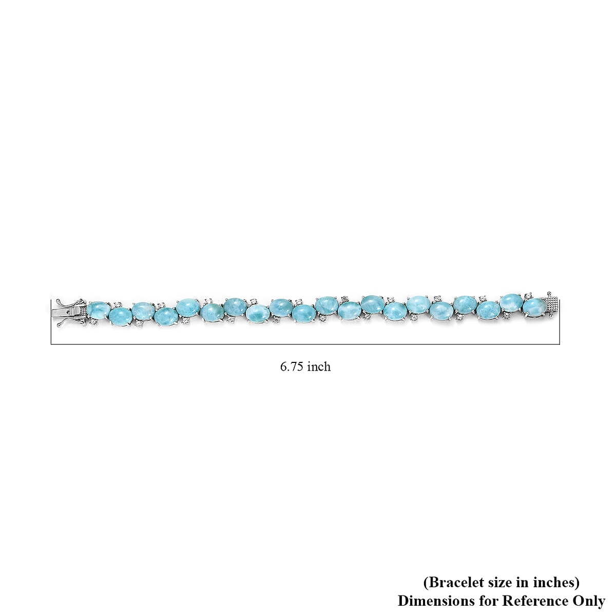 Larimar and White Zircon Bracelet in Platinum Over Sterling Silver (6.50 In) 33.85 ctw image number 4
