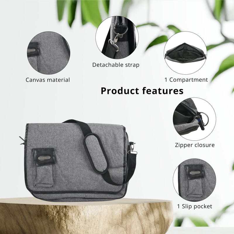 Solaire Gray Laptop Messenger Bag