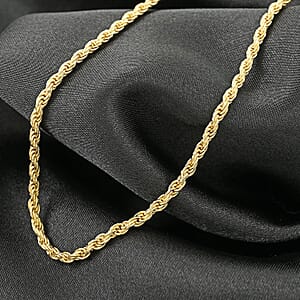 Italian 14K Yellow Gold Over Sterling Silver Rope Chain Necklace 18 Inches 8.8 Grams