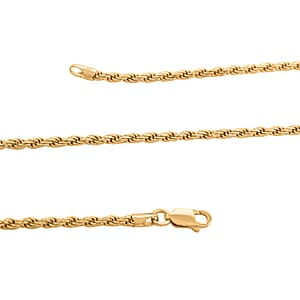 Italian 14K Yellow Gold Over Sterling Silver Rope Chain Necklace 18 Inches 8.8 Grams