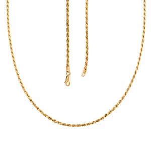 Italian 14K Yellow Gold Over Sterling Silver Rope Chain Necklace 18 Inches 8.8 Grams