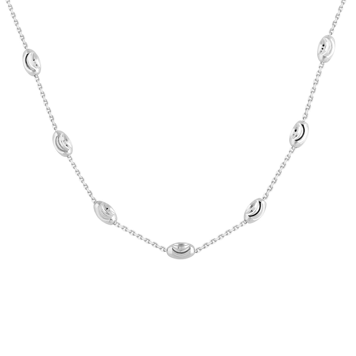 Italian Rhodium Over Sterling Silver Station Oval Moon Necklace (18 Inches) (6.3 g) image number 0