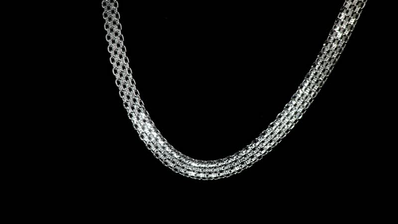 Italian Rhodium Over Sterling Silver Bismark Pave Necklace with Extender (18 Inches) (29.7 g)