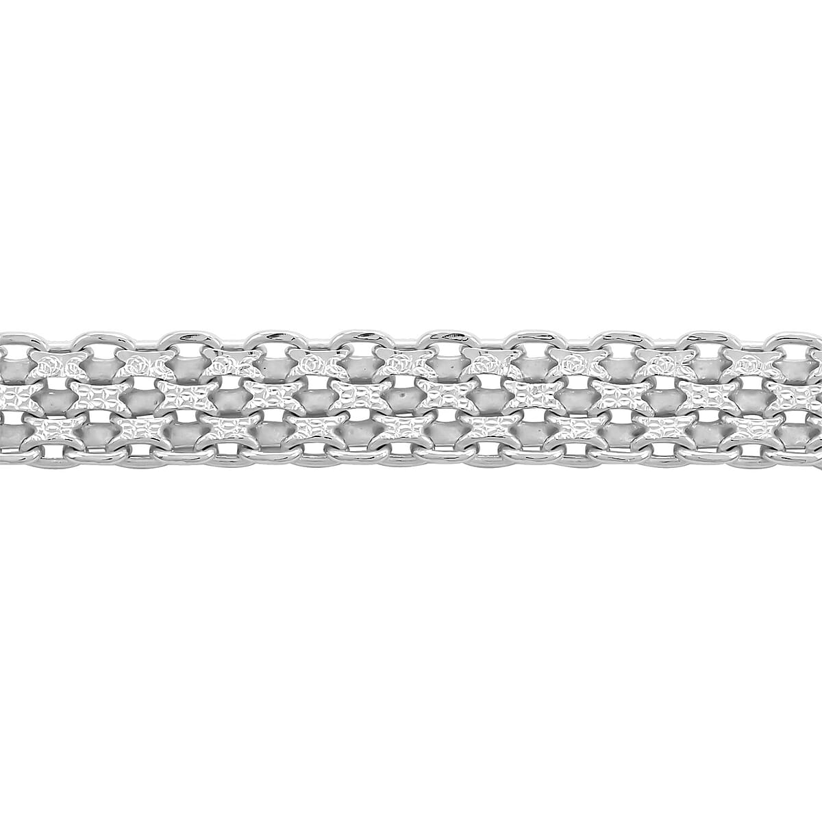 Italian Rhodium Over Over Sterling Silver Bismark Pave Bracelet with Extender (7.25 In) (12.6 g) image number 2