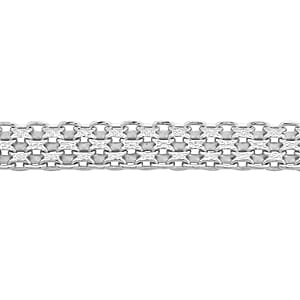 Italian Rhodium Over Sterling Silver Bismark Pave Bracelet (7.25-8.50In) 12.6 Grams