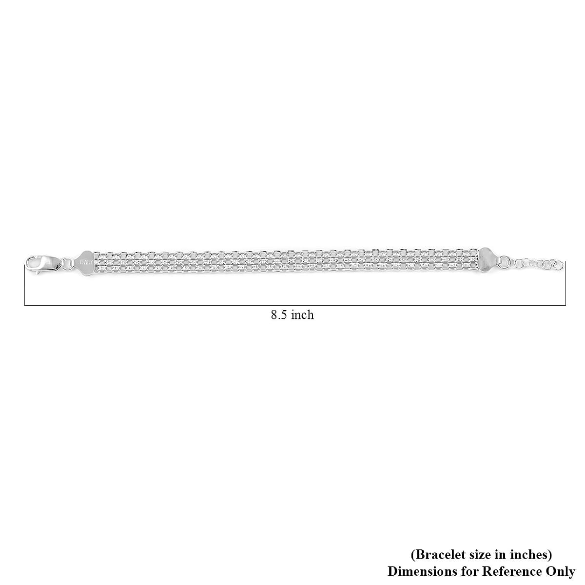 Italian Rhodium Over Over Sterling Silver Bismark Pave Bracelet with Extender (7.25 In) (12.6 g) image number 4