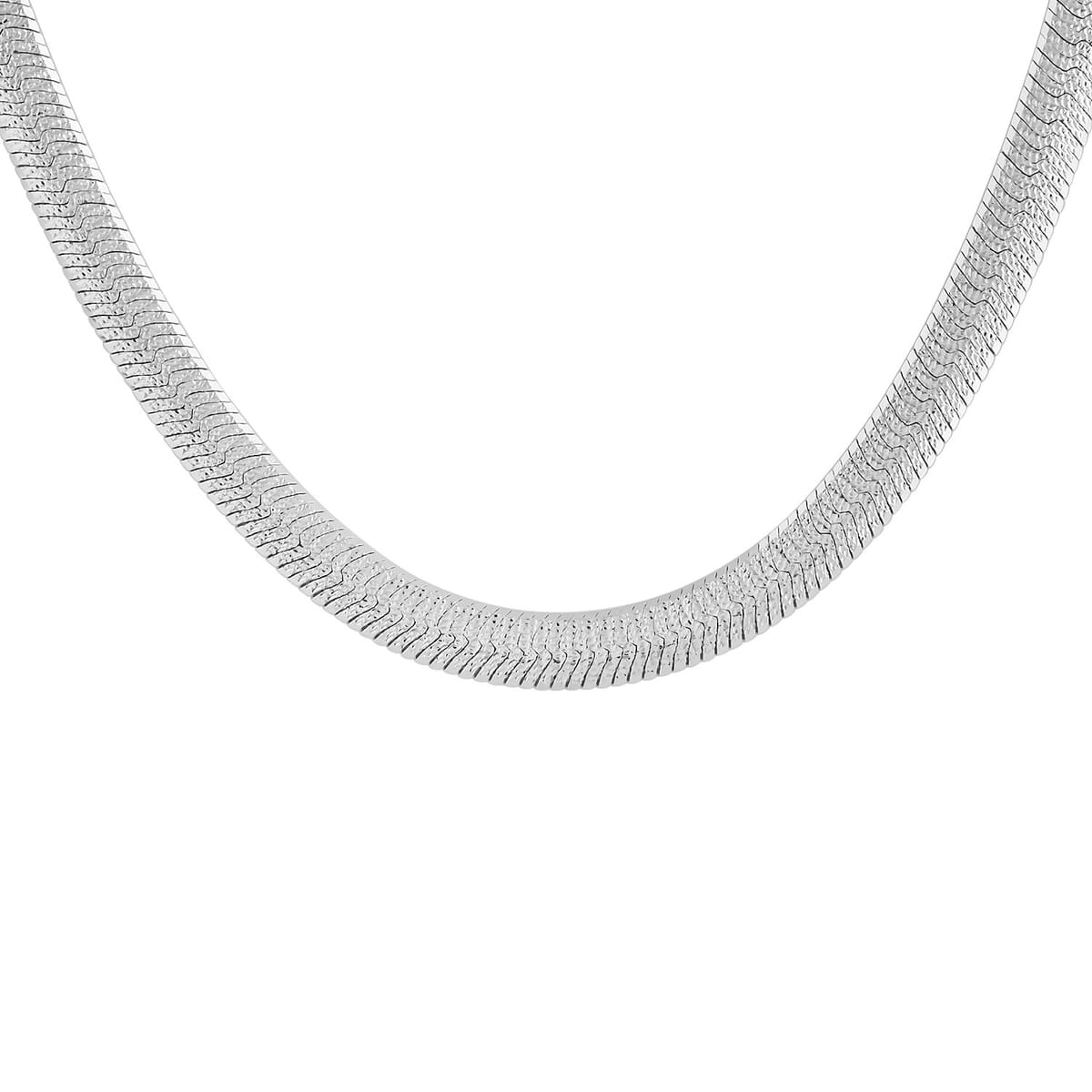 Italian Rhodium Over Sterling Silver Herringbone Necklace with Extender 18 Inches 24 Grams image number 0