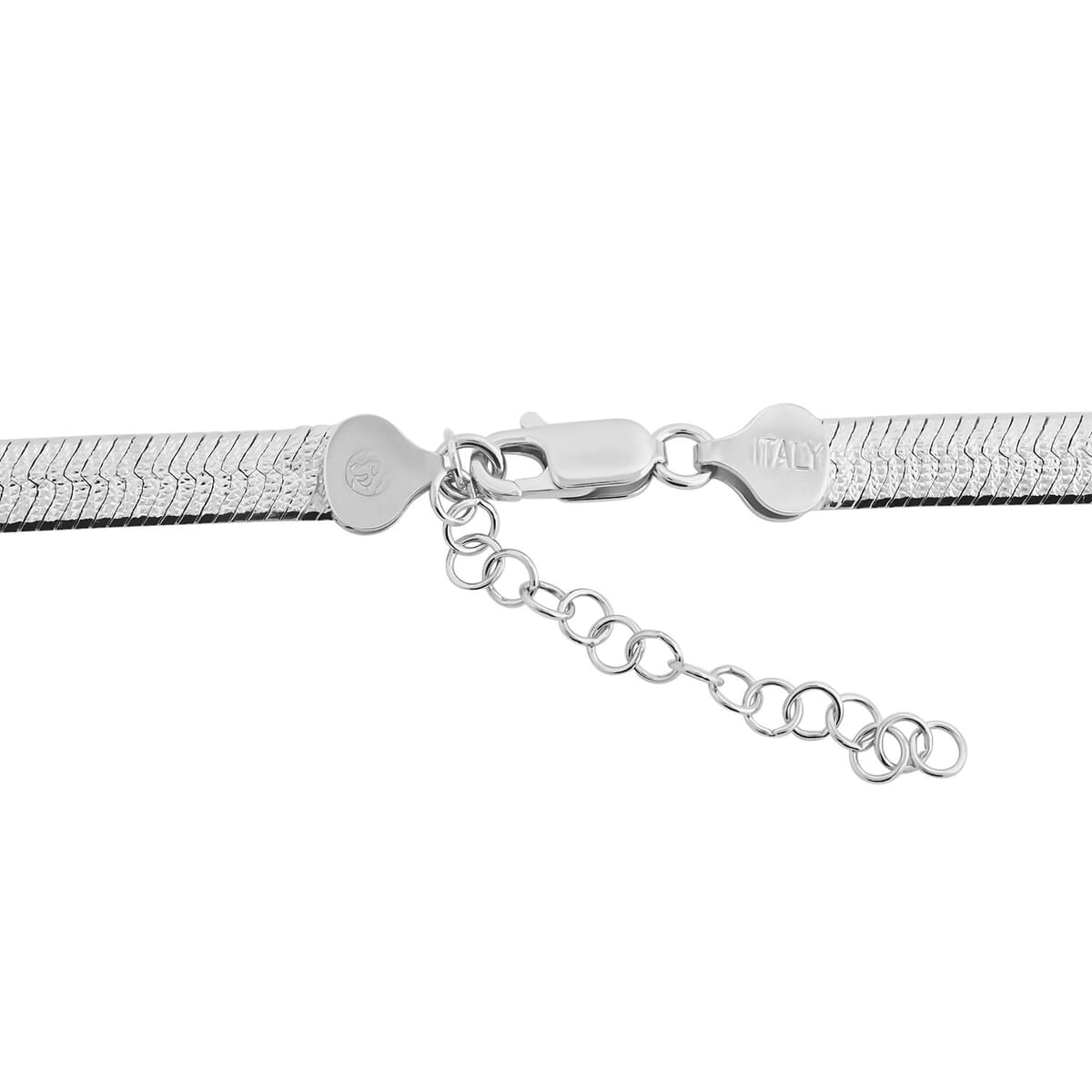 Italian Rhodium Over Sterling Silver Herringbone Necklace with Extender 18 Inches 24 Grams image number 2