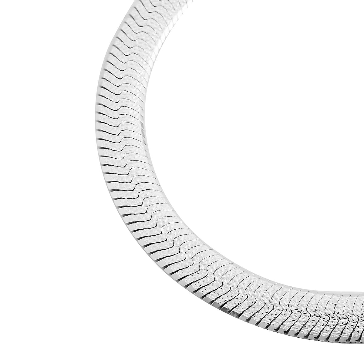 Italian Rhodium Over Sterling Silver Herringbone Bracelet (7.25-8.0In) 10 Grams image number 2