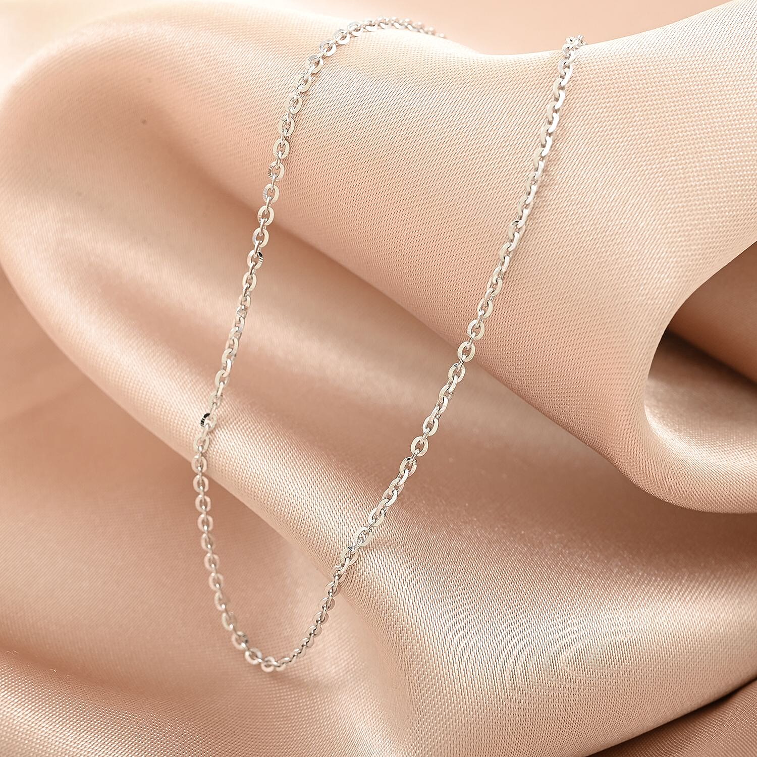 Italian Rhodium Over Sterling Silver Brillantina Necklace 18 Inches 2 Grams