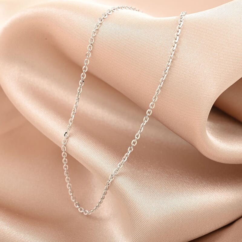Italian Rhodium Over Sterling Silver Brillantina Necklace 18 Inches 2 Grams