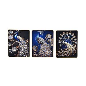 3pcs Exquisite Crystal Peacock Painting