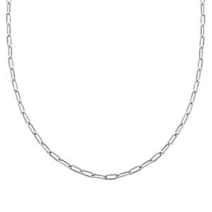 Italian Sterling Silver Paper Clip Necklace, 18 Inch Chain, Birthday Gift 7.60 Grams