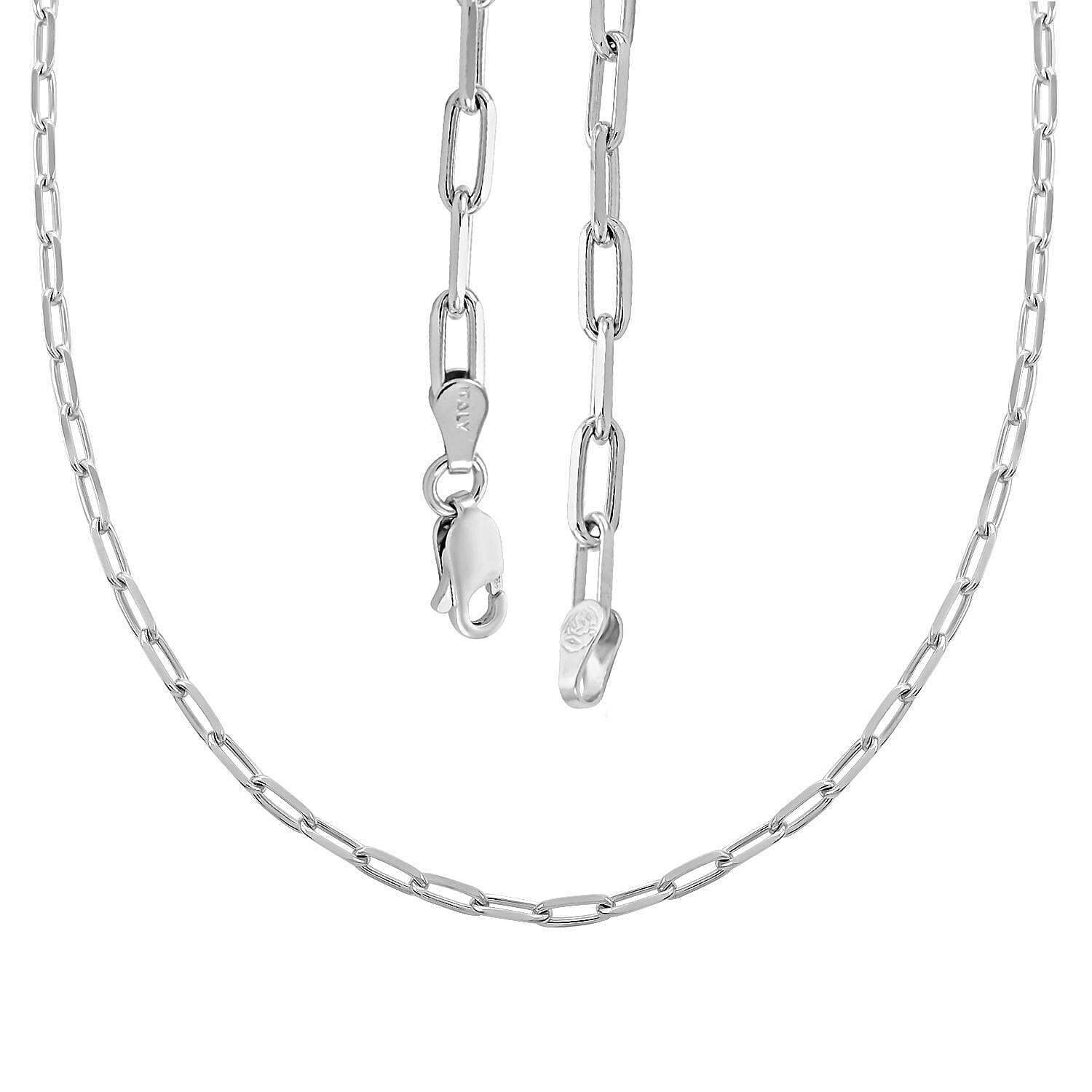 Italian Sterling Silver Paper Clip Necklace, 18 Inch Chain, Birthday Gift 7.60 Grams
