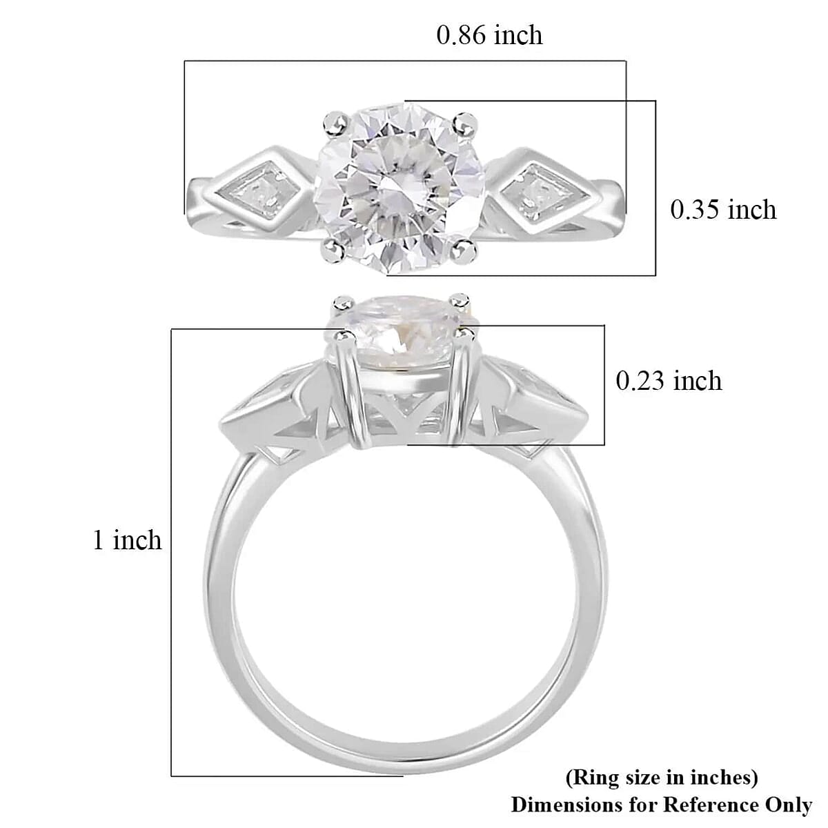 Moissanite Ring, Moissanite 3 Stone Ring, Rhodium Over Sterling Silver Ring, Promise Ring, Gifts For Her, Moissanite Jewelry 2.20 ctw image number 6