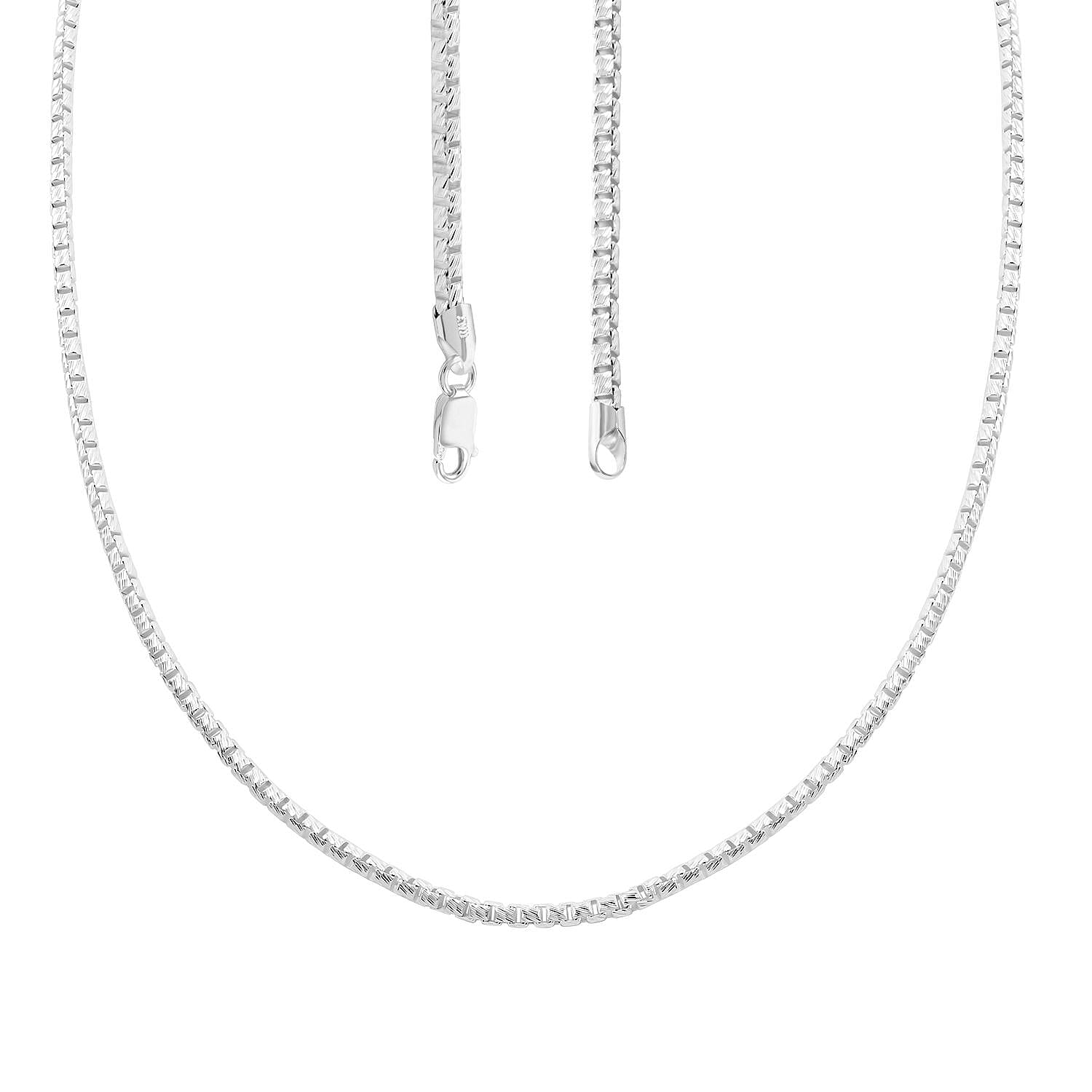 Italian Sterling Silver Round Box Necklace 24 Inches 29 Grams