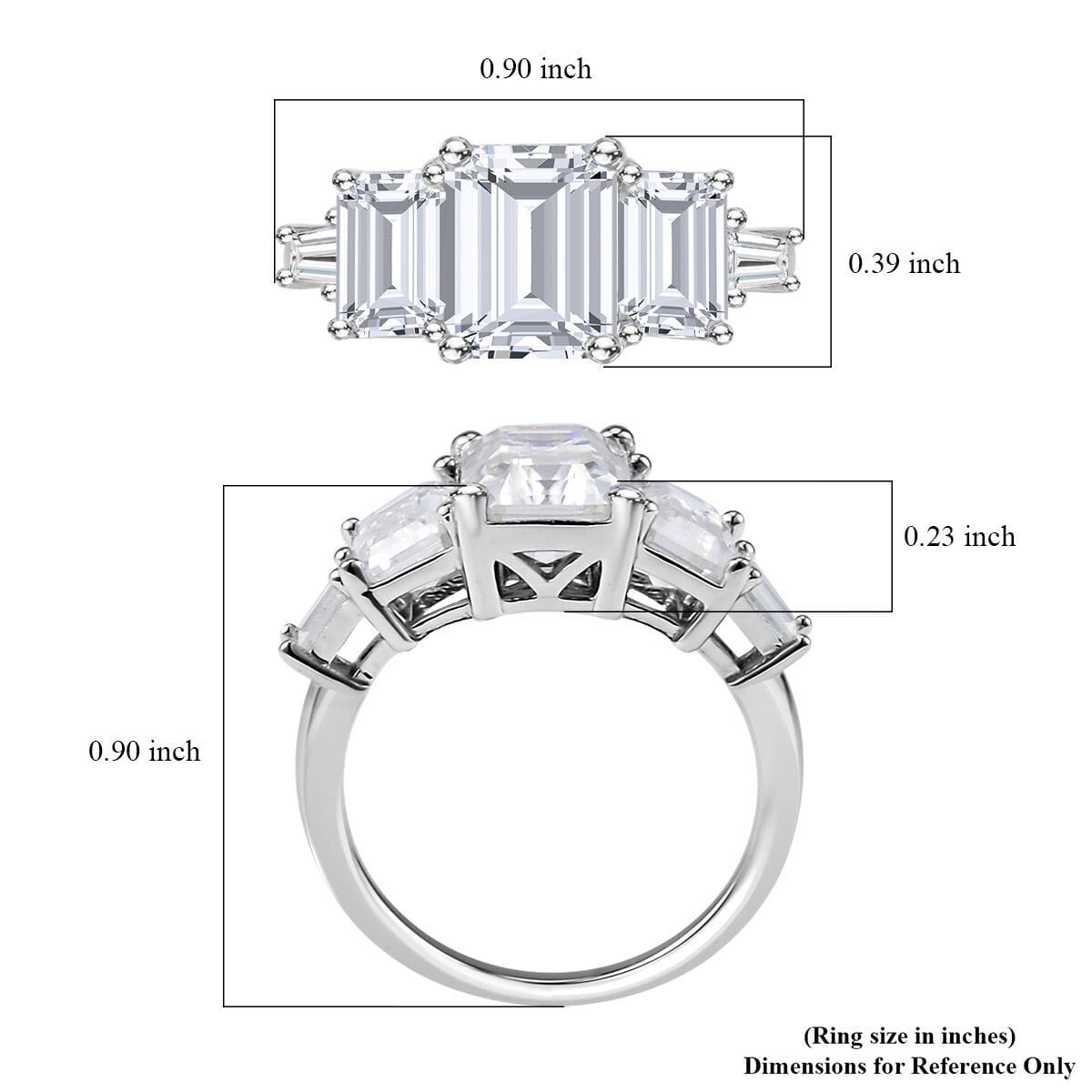 Moissanite 5 Stone Ring in Rhodium Over Sterling Silver 4.85 ctw image number 5