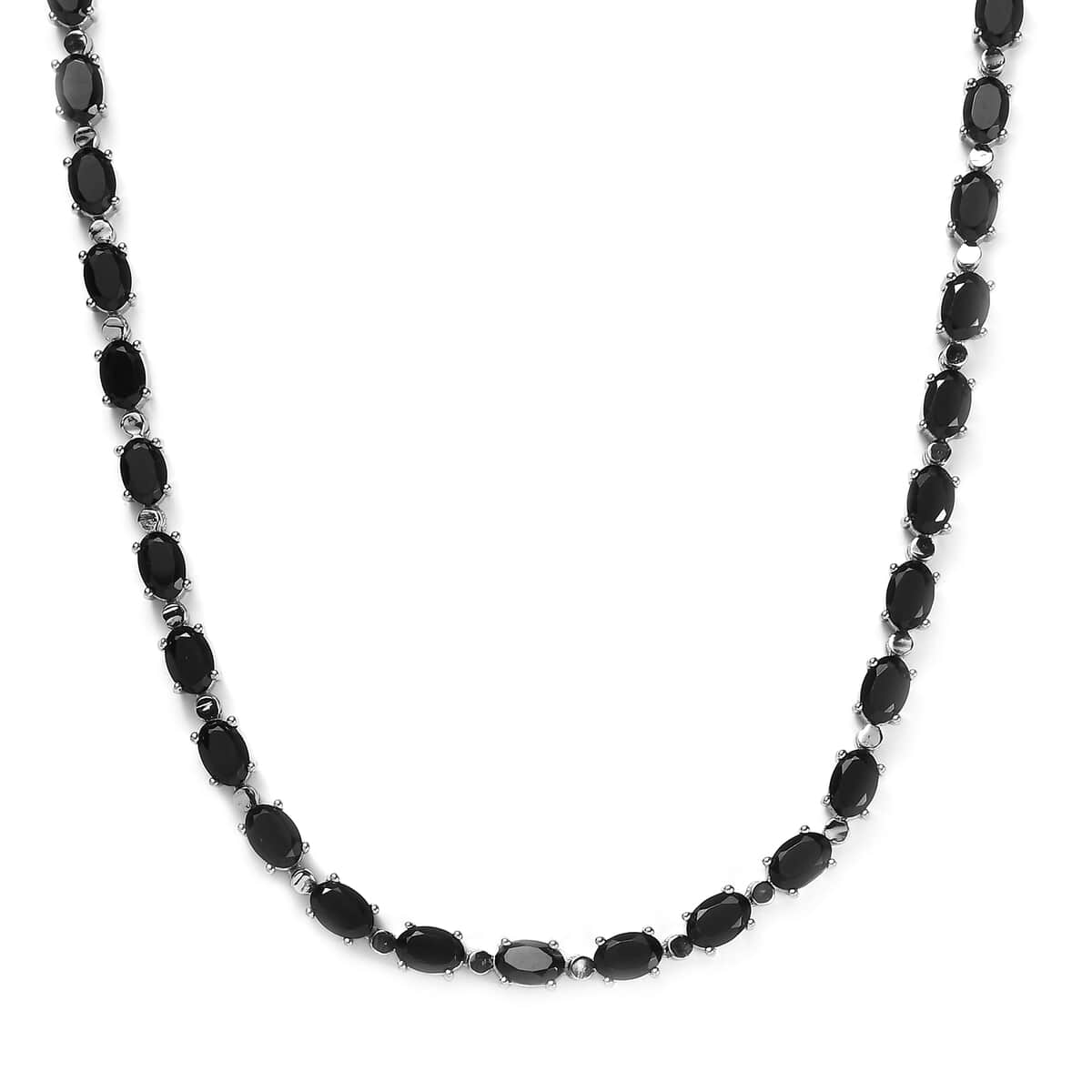 Buy Thai Black Spinel Tennis Necklace 18 Inches in Stainless Steel 15. ...