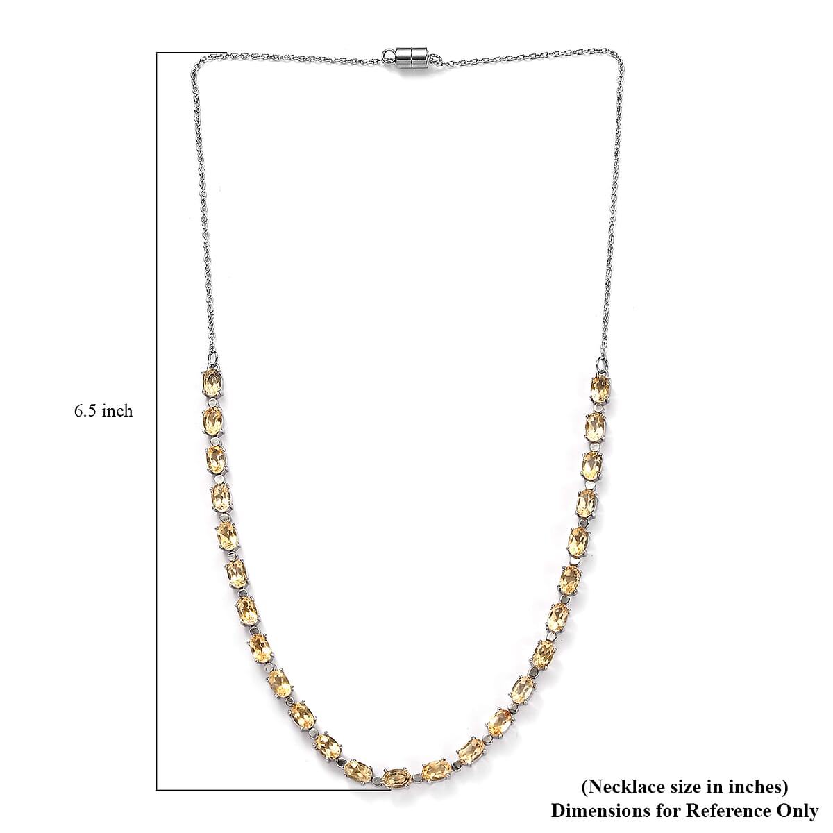 Brazilian Citrine Tennis Necklace 18 Inches in Stainless Steel 10.80 ctw image number 5