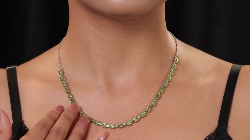 Peridot Necklace 18 inches in Stainless Steel 12.75 ctw
