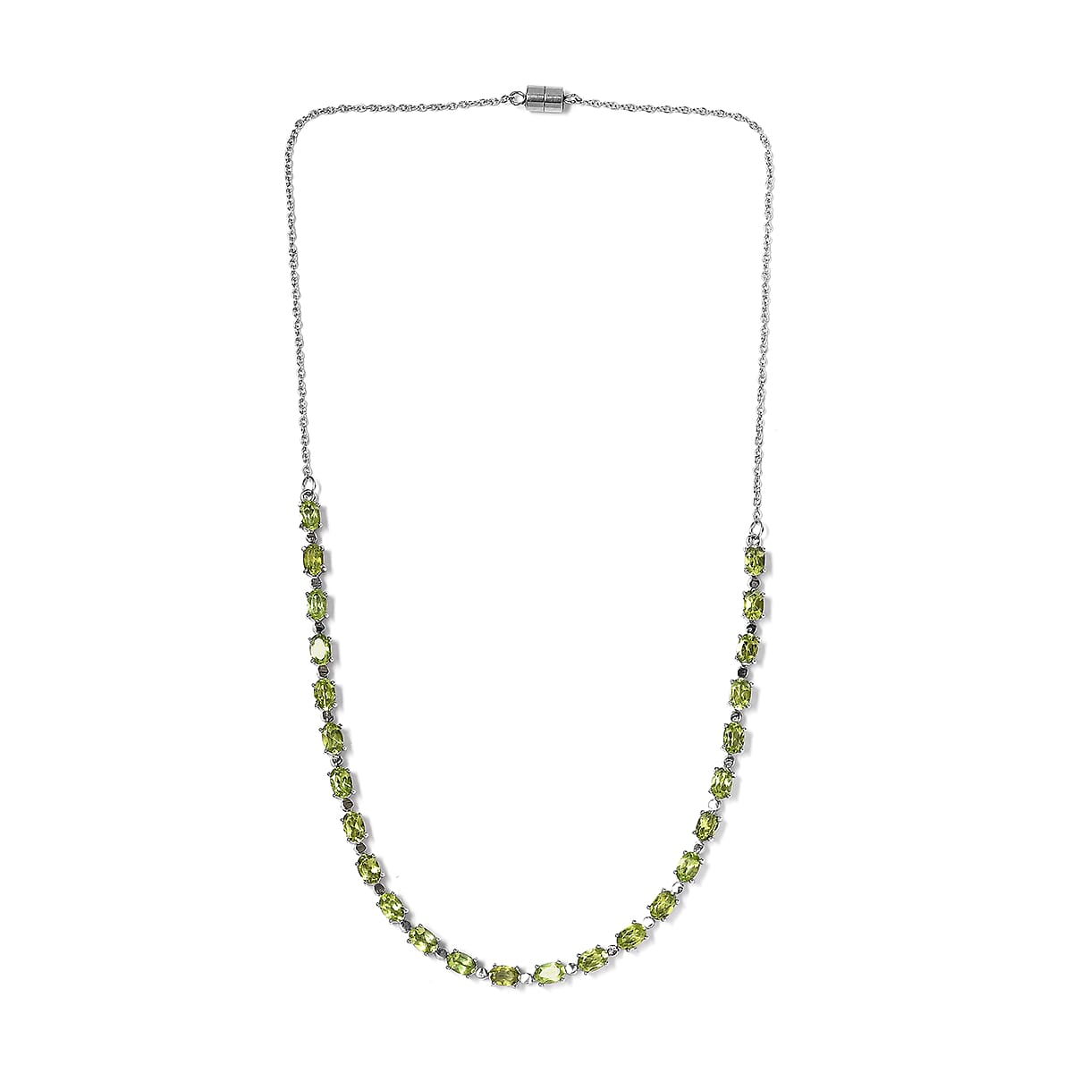 Peridot Necklace 18 inches in Stainless Steel 12.75 ctw image number 3