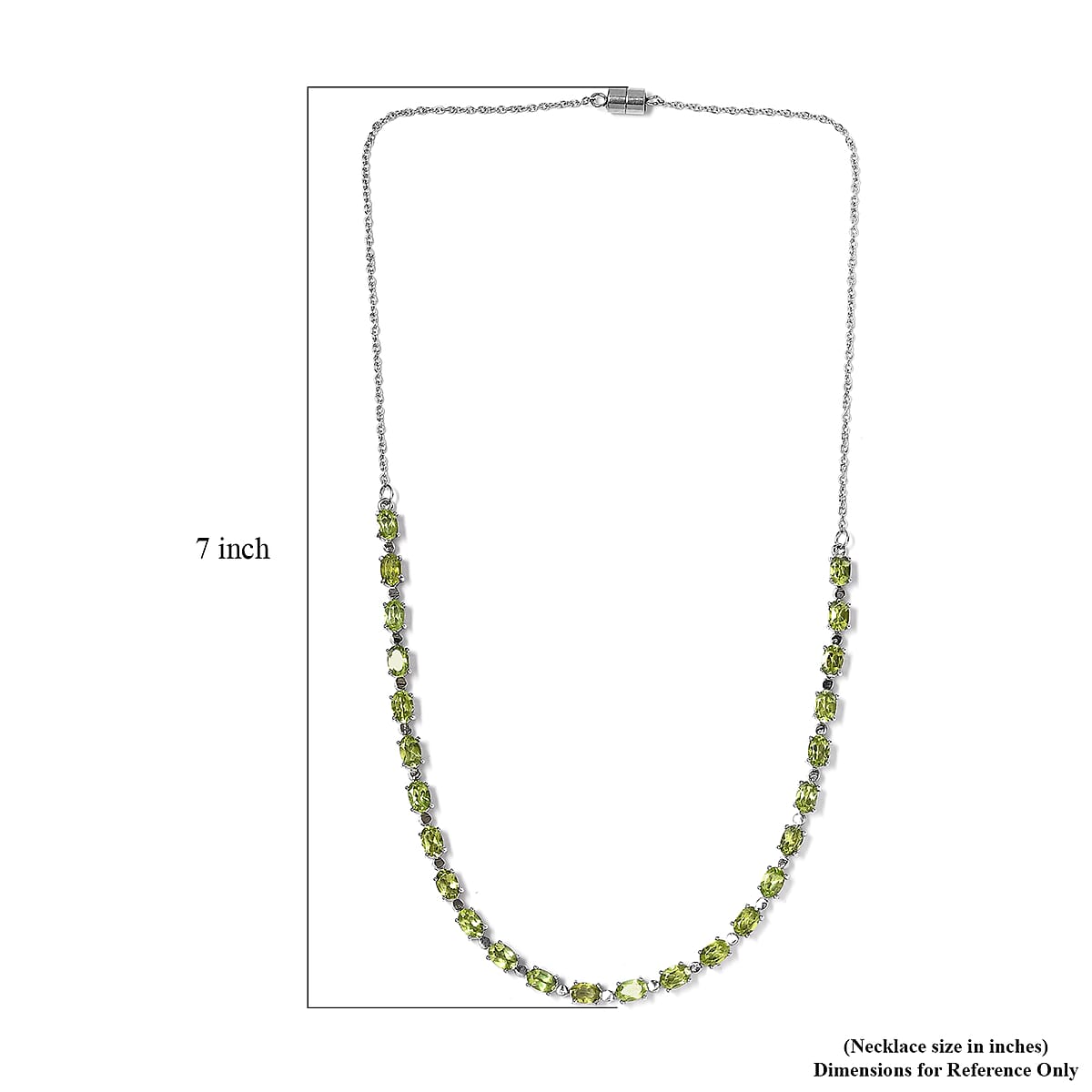 Peridot Necklace 18 inches in Stainless Steel 12.75 ctw image number 5