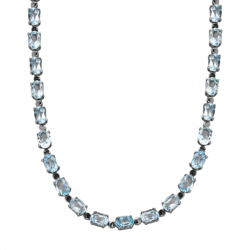 Sky Blue Topaz Necklace 18 Inches in Stainless Steel 12.75 ctw