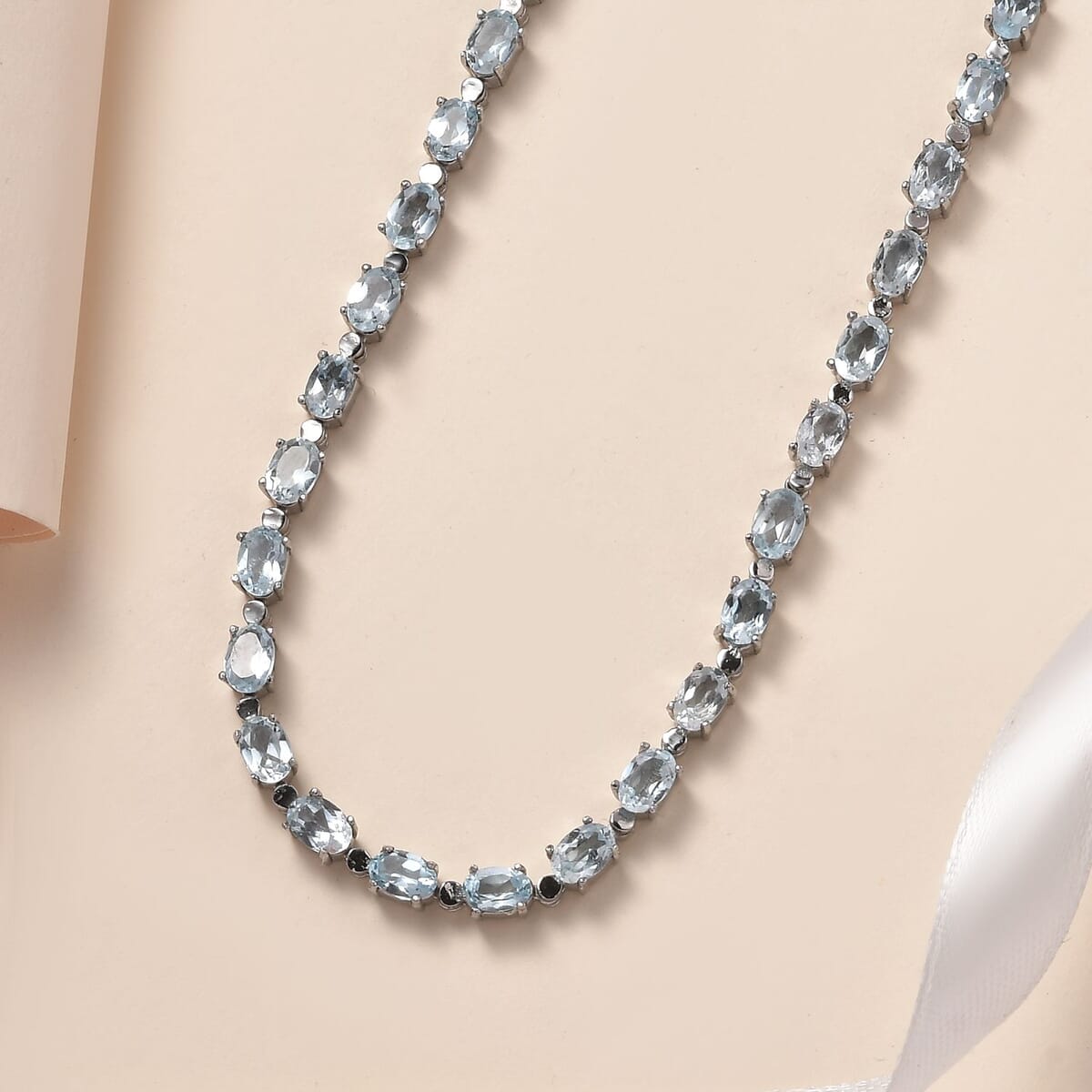 Sky Blue Topaz Necklace (18 Inches) in Stainless Steel 12.75 ctw image number 1