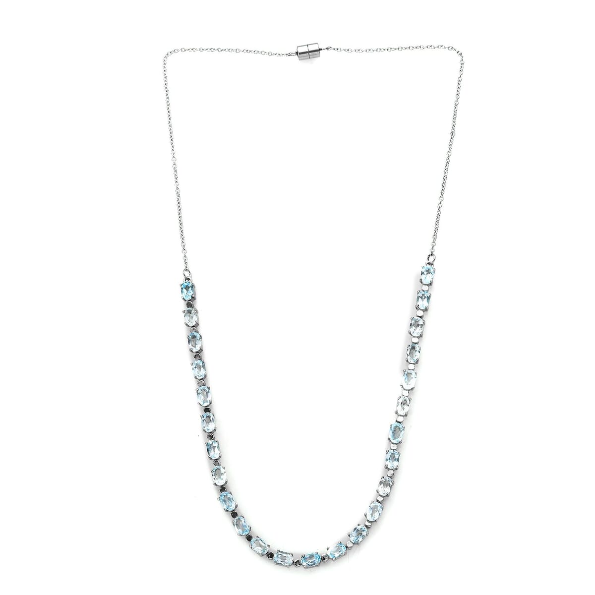 Sky Blue Topaz Necklace (18 Inches) in Stainless Steel 12.75 ctw image number 3