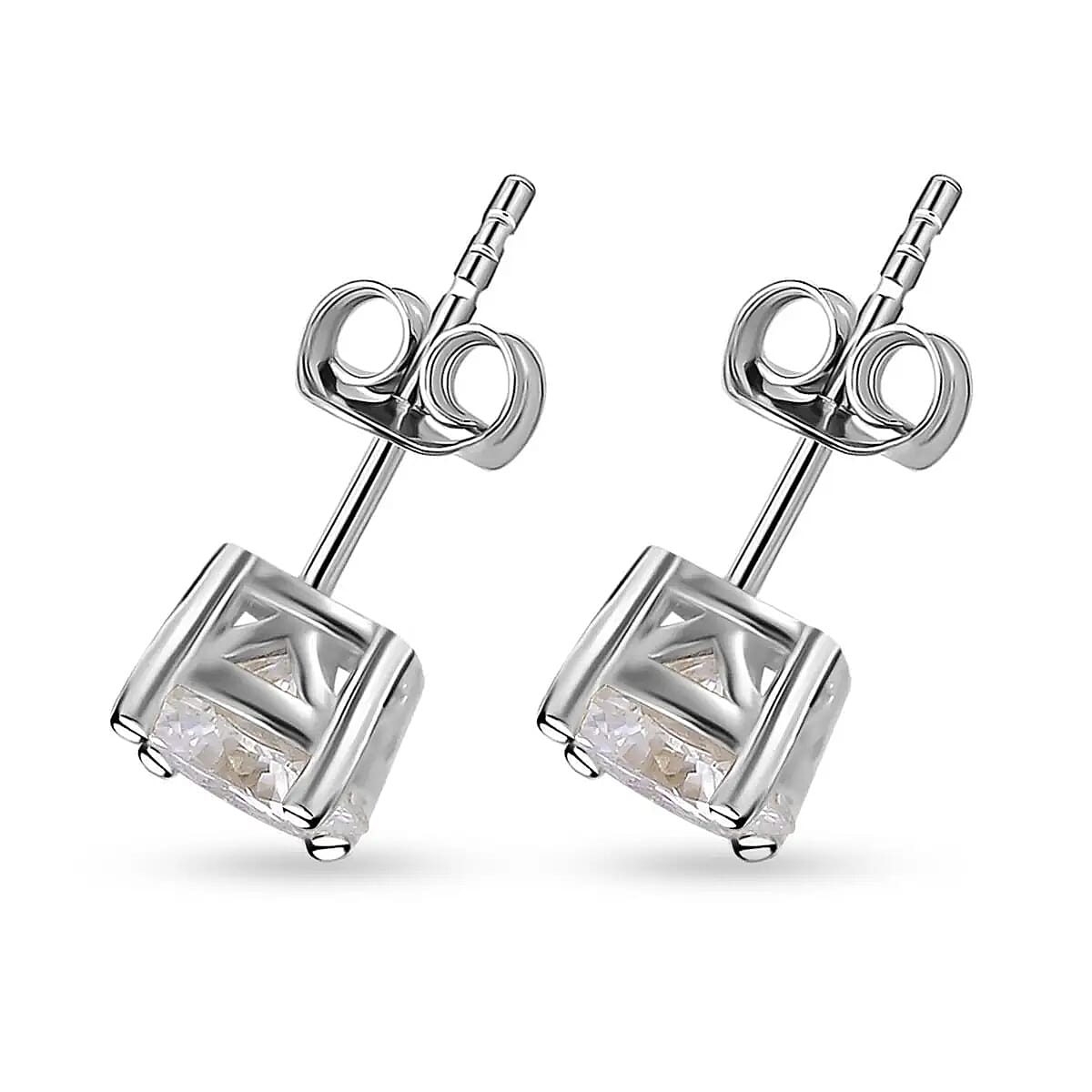Moissanite Solitaire Stud Earrings,  Rhodium Over Sterling Silver Earrings, Moissanite Earrings, Moissanite Jewelry For Her 1.90 ctw