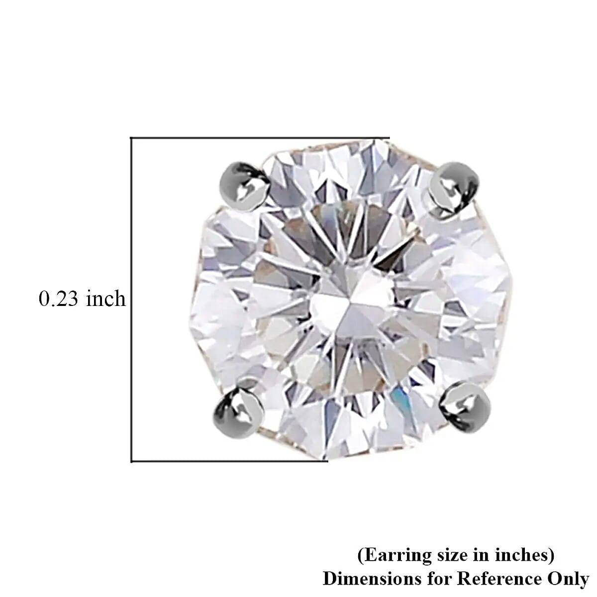 Moissanite Solitaire Stud Earrings,  Rhodium Over Sterling Silver Earrings, Moissanite Earrings, Moissanite Jewelry For Her 1.90 ctw
