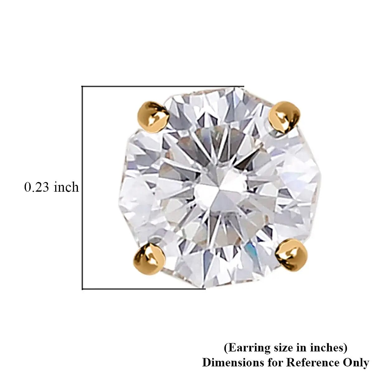 Moissanite 1.90 ctw Solitaire Stud Earrings,  Vermeil Yellow Gold Over Sterling Silver Earrings, Moissanite Earrings, Moissanite Jewelry For Her image number 6