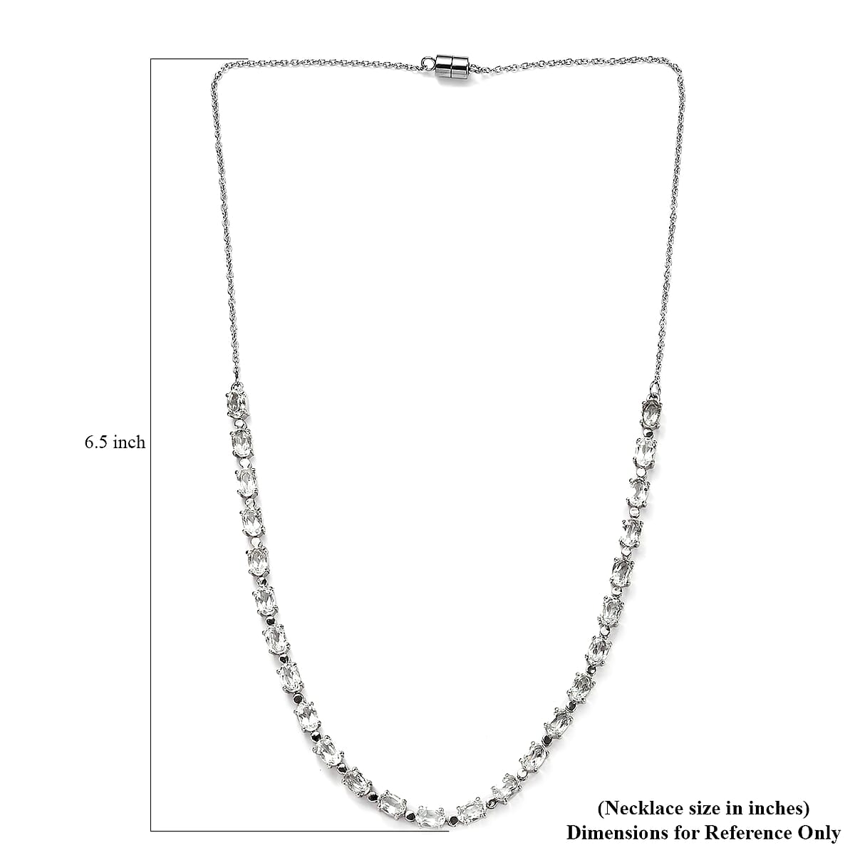 White Topaz Tennis Necklace 18 Inches in Stainless Steel 14.40 ctw image number 4