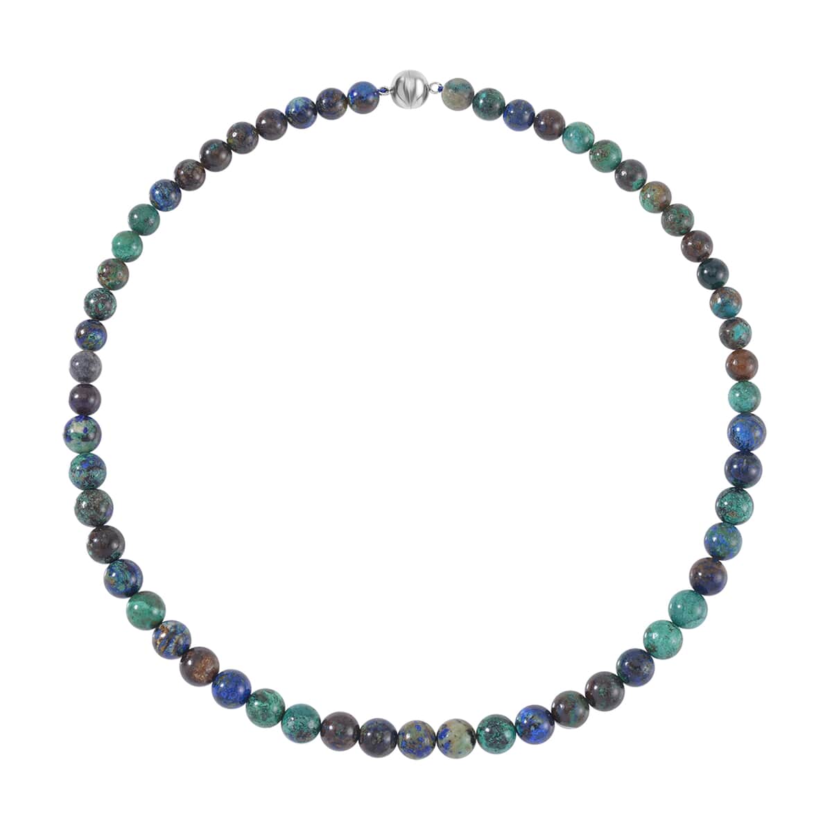 AAA Chrysocolla Beaded Necklace 20 Inches in Rhodium Over Sterling Silver 285.00 ctw image number 0