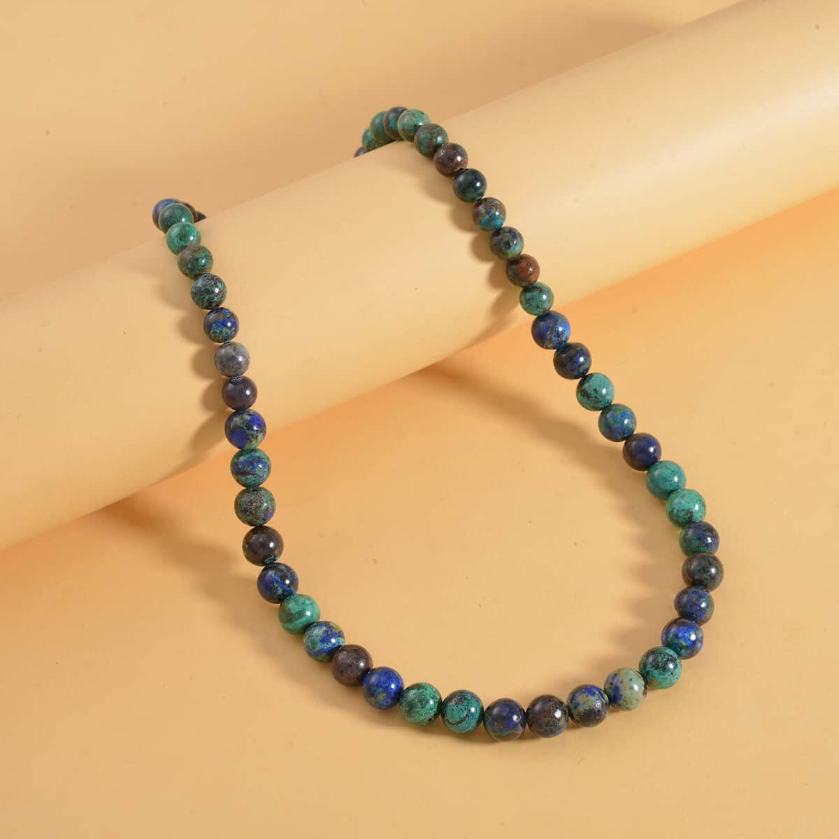 AAA Chrysocolla Beaded Necklace 20 Inches in Rhodium Over Sterling Silver 285.00 ctw image number 1