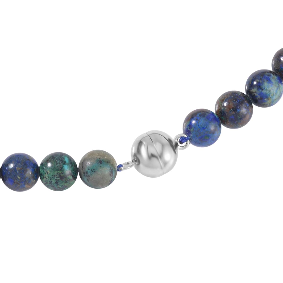 AAA Chrysocolla Beaded Necklace 20 Inches in Rhodium Over Sterling Silver 285.00 ctw image number 4