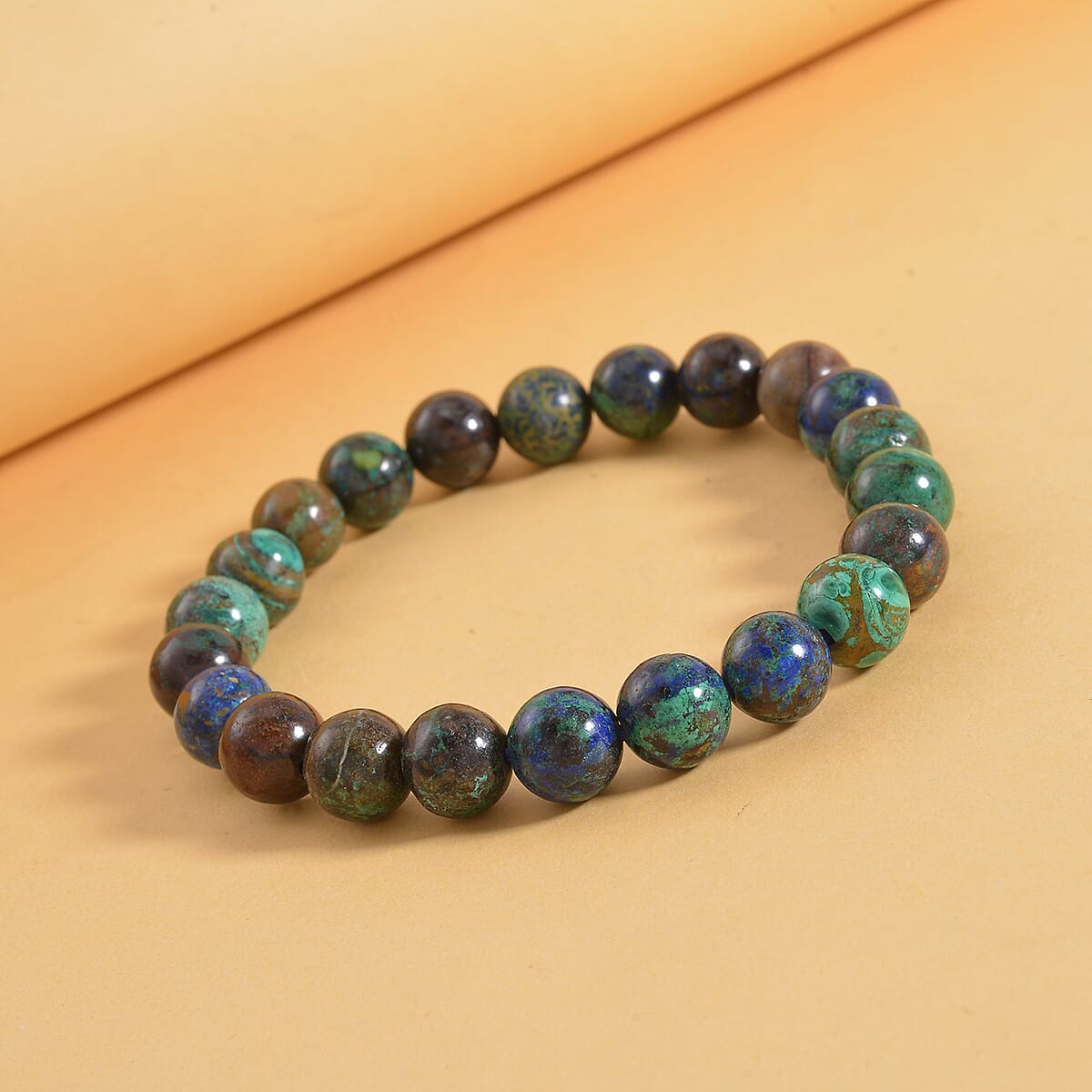 AAA Chrysocolla Beaded Stretch Bracelet 120.80 ctw image number 1