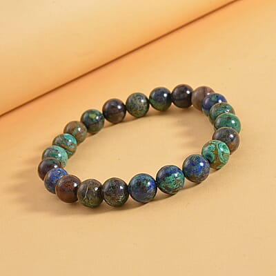 AAA Chrysocolla Beaded Stretch Bracelet 120.80 ctw