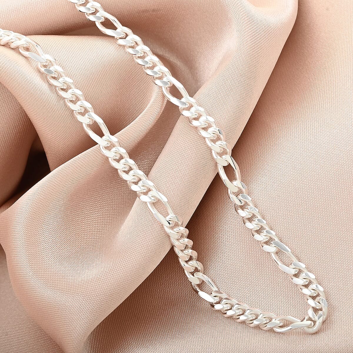 Italian Sterling Silver Miami Figaro Necklace 24 Inches 25.20 Grams image number 1