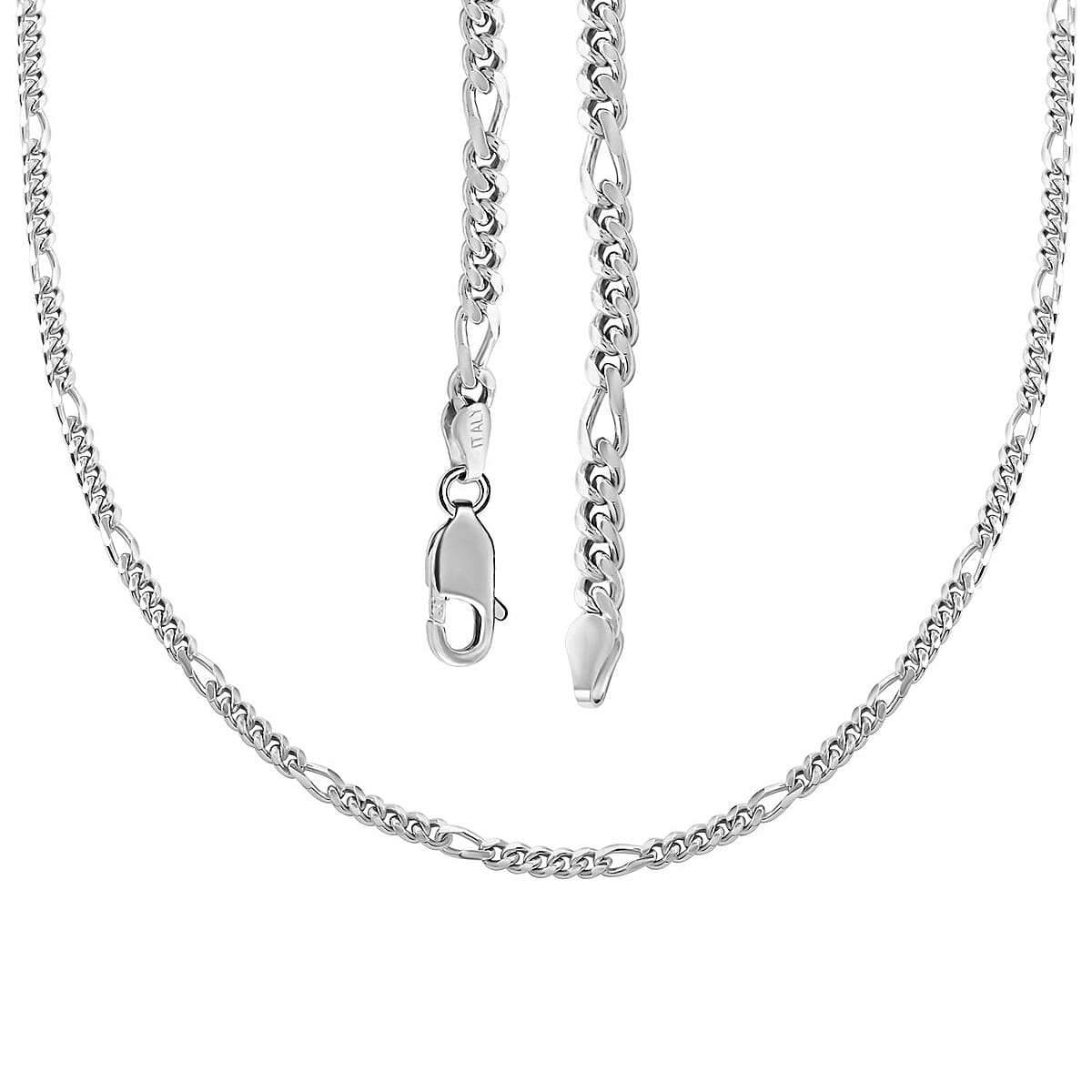 Italian Sterling Silver Miami Figaro Necklace 24 Inches 25.20 Grams image number 3